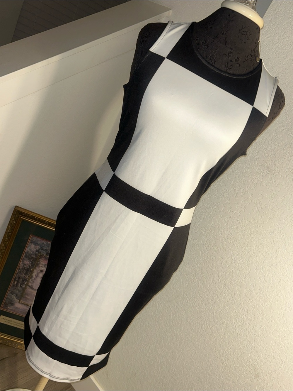 Black & White Colorblock Sleeveless Mini Dress